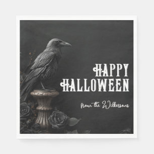 Rabe & Schwarze Rose Gothic Halloween Benutzerdefi Serviette