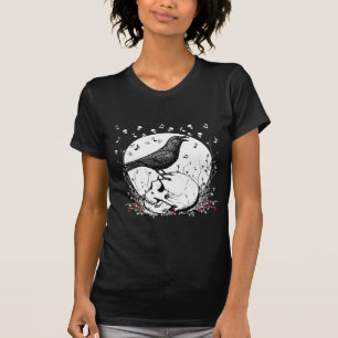 Rabe singt Lied des Todes auf Schädel-Illustratio T-Shirt