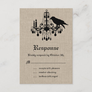 Rabe und Damast auf Burlap RSVP Karte