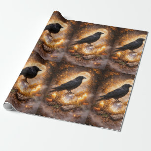 Rabe und Kristallkerzen Mystisch Magisch Geschenkpapier