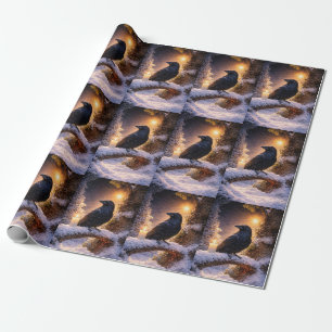 Rabe und Kristallkerzen Winter-Mystischer Sonnenwe Geschenkpapier