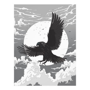 Rabe und Mond Fotodruck
