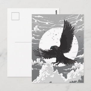 Rabe und Mond Postkarte