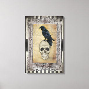Rabe und Schädel Leinwanddruck