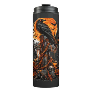 Rabe & Verlassener Friedhof Thermosbecher