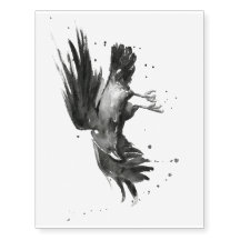 Raben-Aquarell-vorübergehende Tätowierung