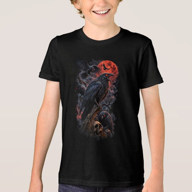 Raben des Blutmonds Tri-Blend Shirt (Vorderseite)
