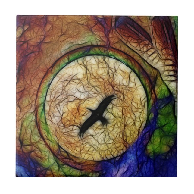 Raben-Falkefliese Fliese (Vorderseite)