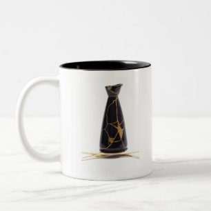 Raben-GoldKintsugi schwarze Grund-Flasche Zweifarbige Tasse
