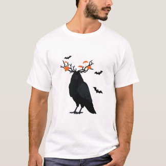 Raben-Halloween-Kürbis-Geweih T-Shirt