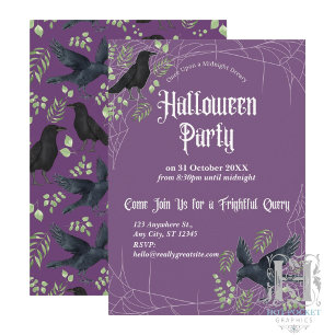Raben-Halloween-Party-Einladung in Lila Einladung