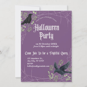 Raben-Halloween-Party-Einladung in Lila Einladung