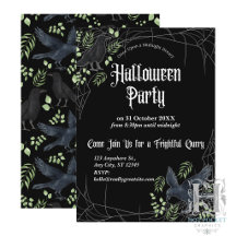 Raben-Halloween-Party-Einladung in Schwarz