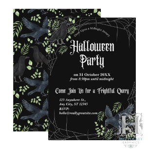 Raben-Halloween-Party-Einladung in Schwarz Einladung