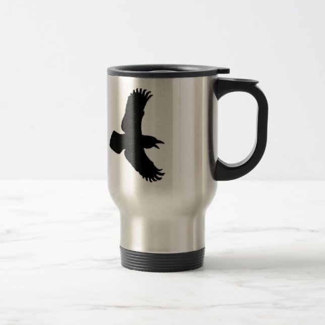Raben-im Flug Vogel-Druck Reisebecher (Rechts)
