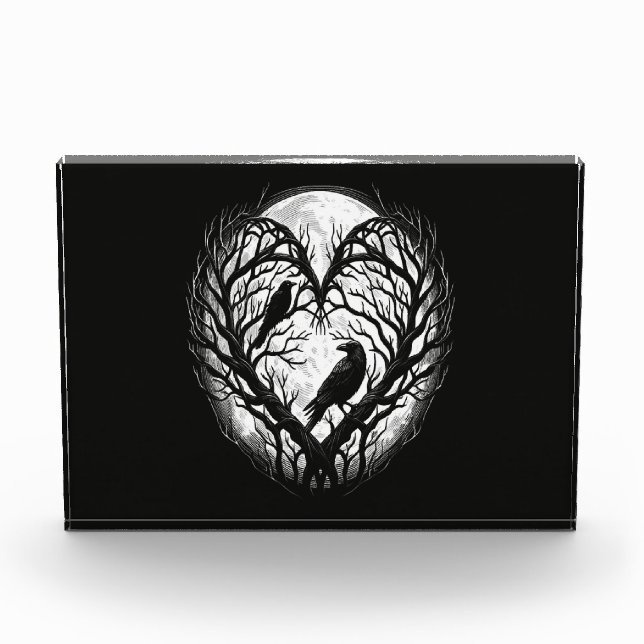 Raben Krähen Herz Baum  Fotoblock (Vorderseite)