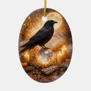 Raben Kristall mit Kerzen Mystisch Magisch Keramik Ornament