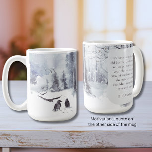 Raben-Neuanfänge Motivationszitat Kaffeetasse