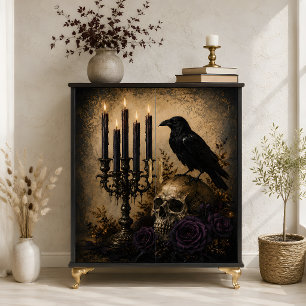 Raben-Schädel-Lila-Rosen-Gotischer-Halloween-Dekor Seidenpapier