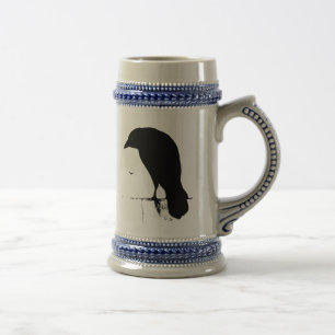 Raben-Silhouette - Vintage-Goth-Raben & Krähen Bierglas