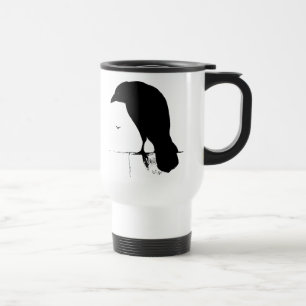 Raben-Silhouette - Vintage Goth Raben u. Krähen Reisebecher