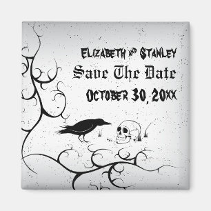 Raben- und Totenkopf-Hochzeit Halloween Save-the-D Magnet