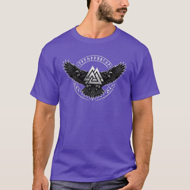 Raben Valknut Wikinger T-Shirt (Vorderseite)