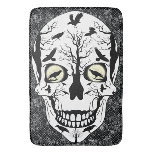 Raben-Zuckerschädel-Skeleton Bad-Matte Badematte