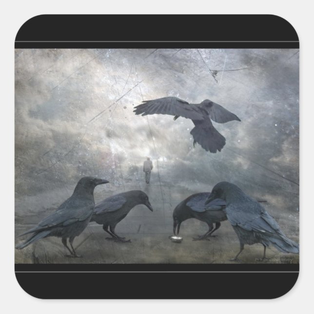 Rabenspiel mit verlorener Zeit Quadratischer Aufkleber (Vorderseite)