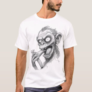 Rabid-Zombie-Affen-Skizze – Dunkle Horror-Kreatur T-Shirt
