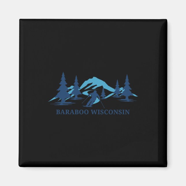 Raboo Wisconsin Ski Resort Skifahrer Magnet (Vorne)
