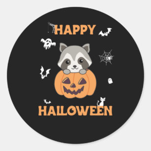 Raccin Pumpkin Sweet Raccoon Happy Halloween Runder Aufkleber