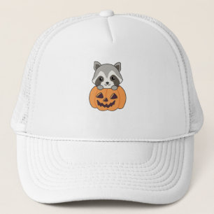 Raccin Pumpkin Sweet Raccoon Happy Halloween Truckerkappe