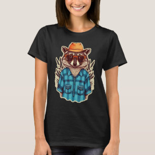 Raccon mit einem Hut und einer Brille Niedlichen R T-Shirt