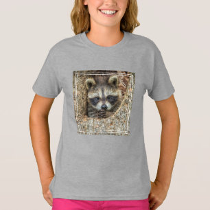 Raccon Nestled Inside a Tremollow T-Shirt