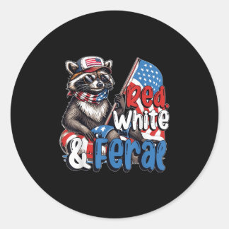 Raccoon 4. Juli Patriotisch Niedlich Red White und Runder Aufkleber