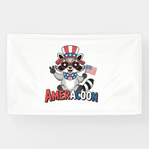 Raccoon Americoon Patriotic 4. july Amerika Banner
