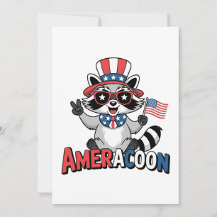 Raccoon Americoon Patriotic 4. july Amerika Feiertagskarte