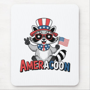 Raccoon Americoon Patriotic 4. july Amerika Mousepad