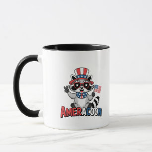 Raccoon Americoon Patriotic 4. july Amerika Tasse