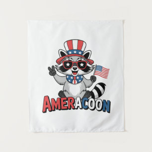 Raccoon Americoon Patriotic 4. july Amerika Wandteppich