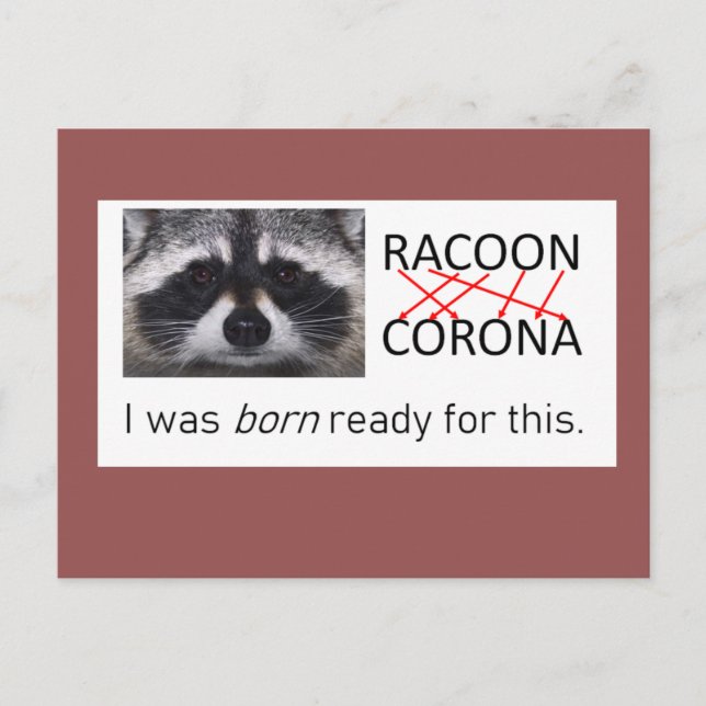 Raccoon Anagram Corona got es covid 19 tun die Mas Postkarte (Vorderseite)