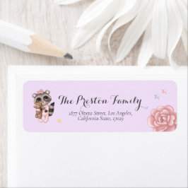 Raccoon Animal Girl Baby Dusche Rücksendeadresse