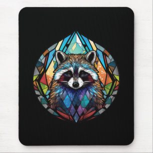 Raccoon Animal Portrait Gestaltetes Glas Kunst, Di Mousepad