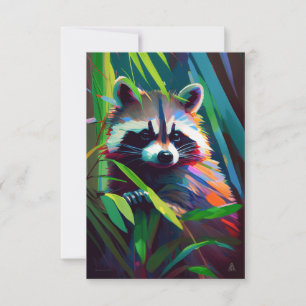 Raccoon Animal Portrait Malerei Natur im Freien Dankeskarte