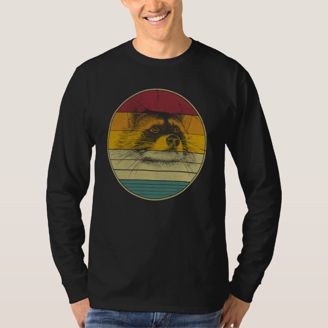 Raccoon Animal Retro Sunset Style Vintage T-Shirt (Vorderseite)