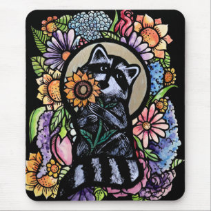 Raccoon Art Blume Raccoons Design & Gestaltung Mousepad