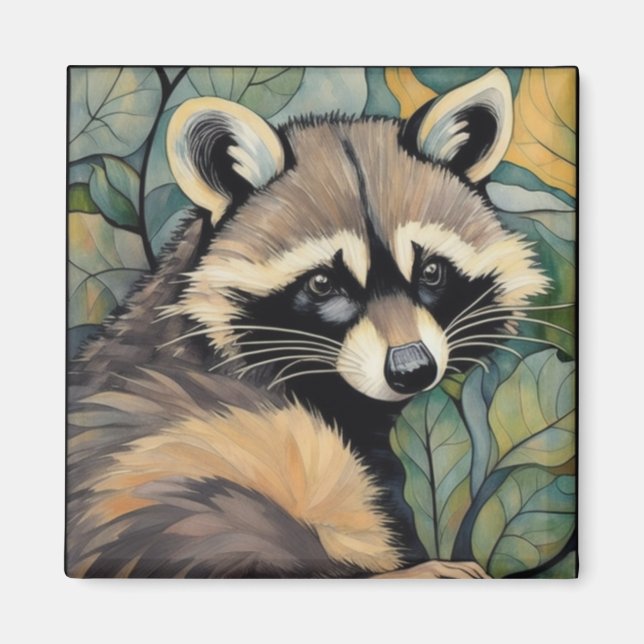 Raccoon Art Nouveau Magnet (Vorne)