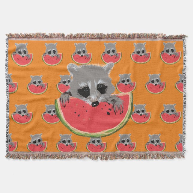 Raccoon aß Wassermelone Decke (Vorderseite)