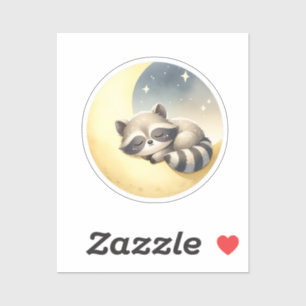 Raccoon auf dem Mond Niedliche Waldtierkinder Aufkleber